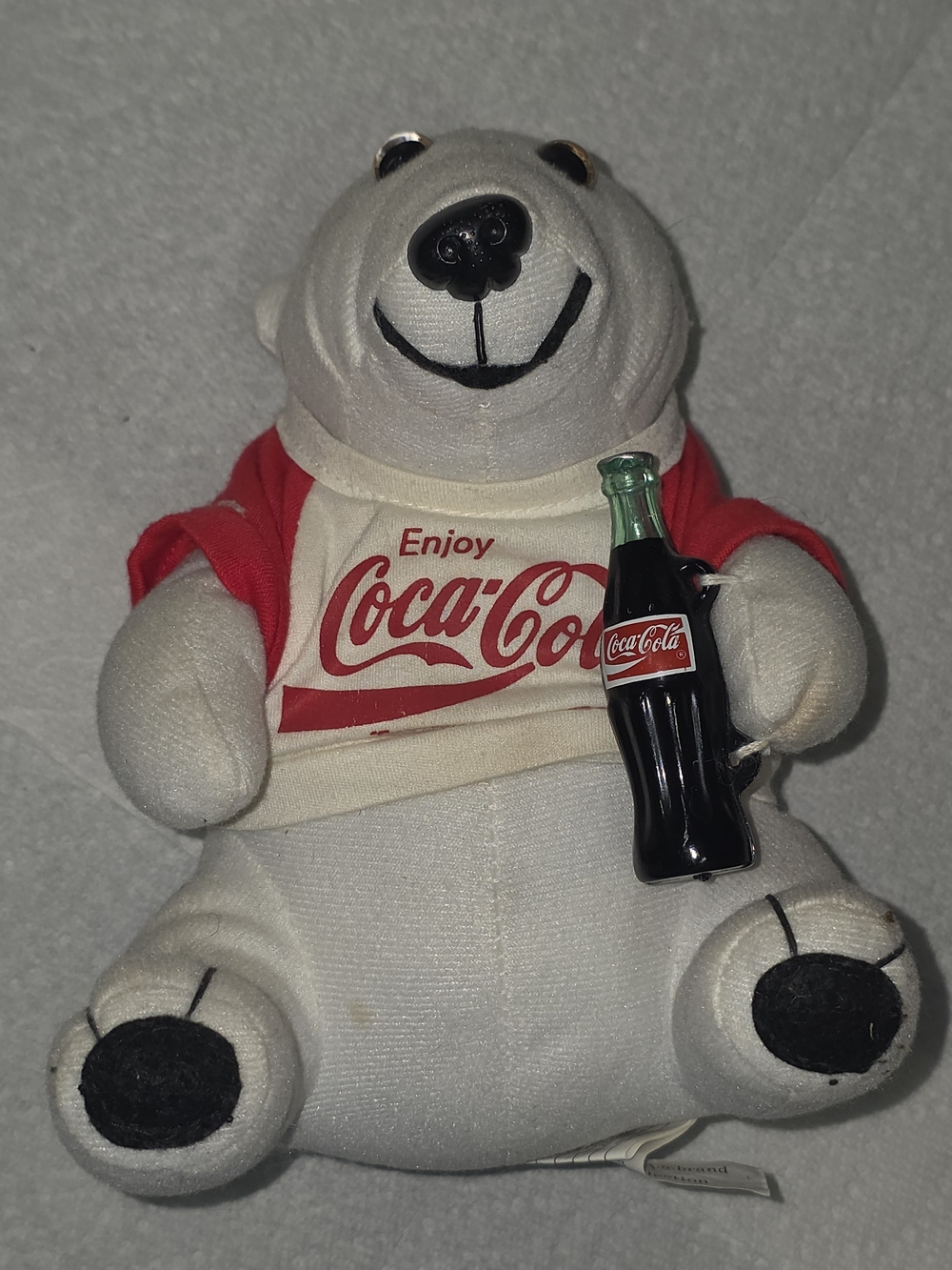 1997 Coca-Cola Polar Bear Bean Bag Plush with Bottle